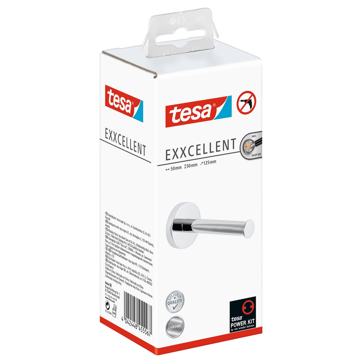 tesa Exxcellent reservedelsholder til ruller, metal, forkromet, inkl. klæbemiddel