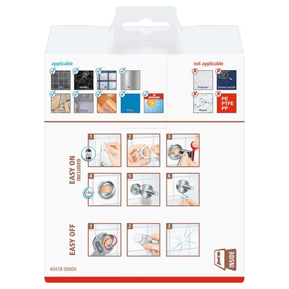 tesa Nooblesse Toilettenpapierhalter ohne Deckel, Edelstahloptik, inkl. Klebelösung