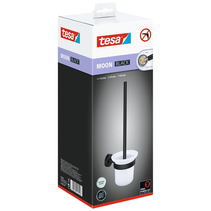 tesa MOON BLACK WC-Bürstenhalter, schwarz matt, inkl. Klebelösung