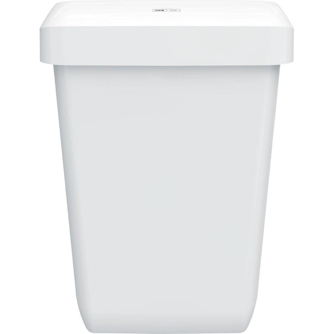 CWS ParadiseLine affaldsbeholder Paper Bin er en enkel, rektangulær hvid plastikbeholder (43 l) med påsat låg og glatte overflader, afbildet på hvid baggrund. Enkel og funktionel design med kun en lille etiket på låget.