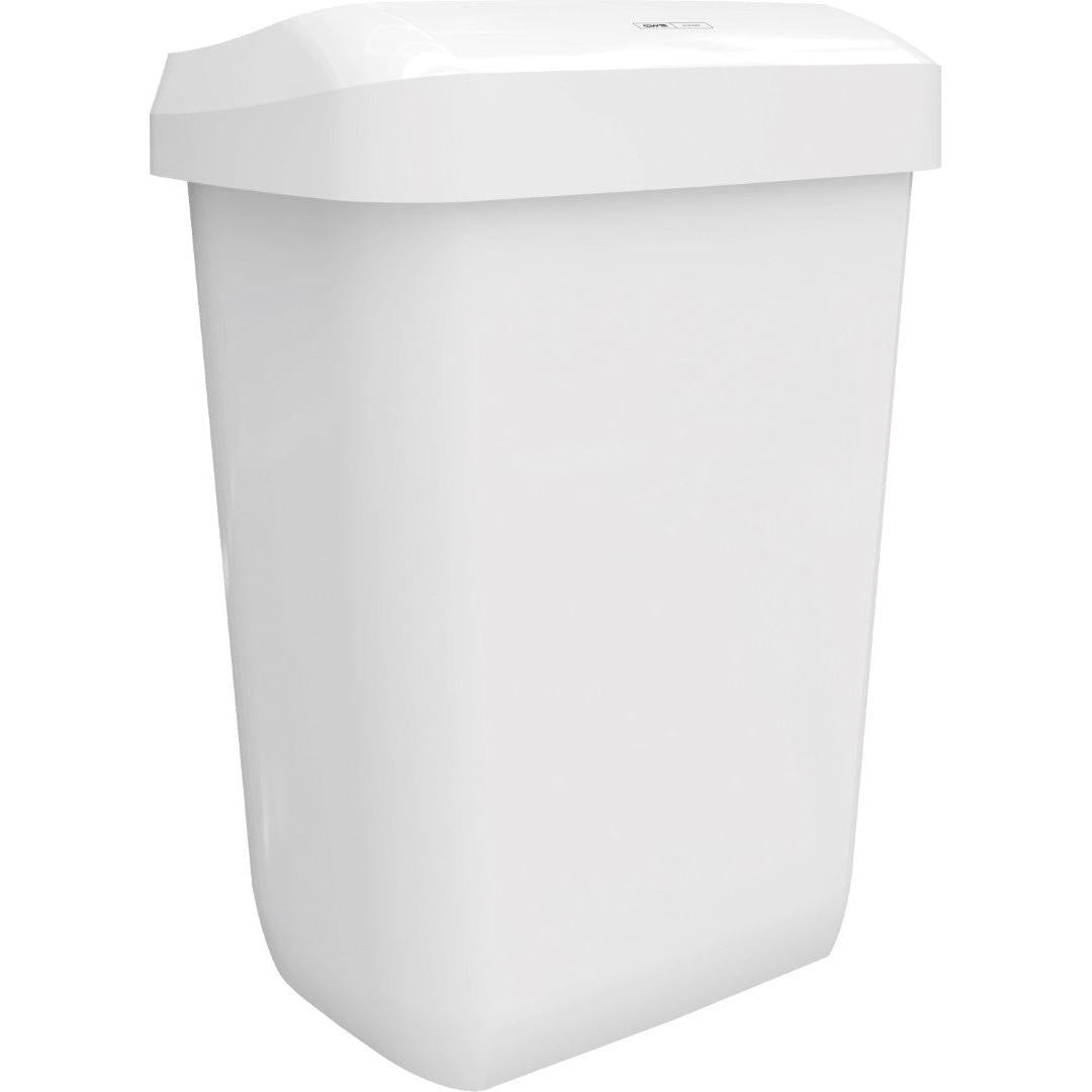 CWS ParadiseLine affaldsbeholder Paper Bin er en enkel, rektangulær, hvid 43-liters plastaffaldsspand med let buet låg og glatte sider, afbildet på hvid baggrund. Der er ingen branding eller mærker synlige.