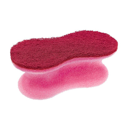 Scotch-Brite® Delicate Color Comfort ikke-ridsende rengøringssvamp (2 stk. pr. pakke) fra 3M Deutschland GmbH tilbyder en struktureret skureside og en blød svampeside - ideel til sarte overflader, isoleret mod hvid baggrund.
