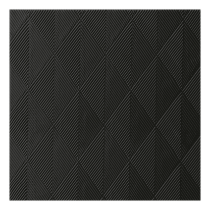 Duni Elegance®-servietten Crystal i størrelsen 40 x 40 cm i sort har en struktureret overflade med hævede, rhombeformede sektioner. Hver rhombe indeholder fire mindre trekanter i et raffineret geometrisk design i ensartet mørkegrå eller sort farve fra Duni GmbH. Pakken indeholder 40 servietter.