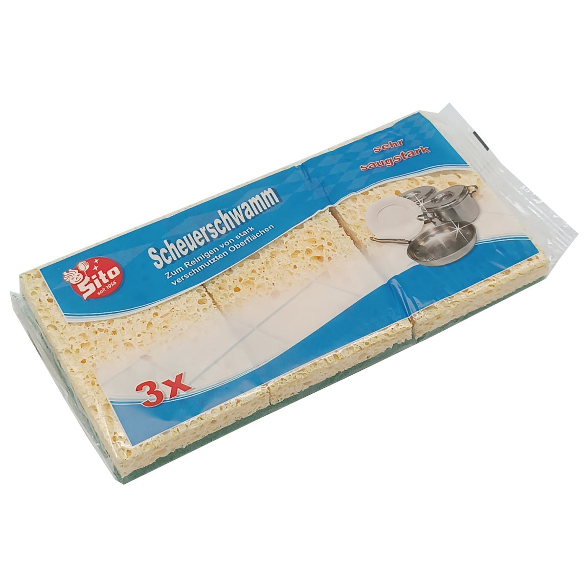 Sito Cellulose Reinigungsschwamm eckig, gelb/grün, 106 x 68 x 21 mm