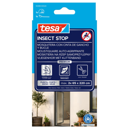 tesa INSECT STOP Klett Fliegengitter Premium für Türen weiß, 65 x 220 cm