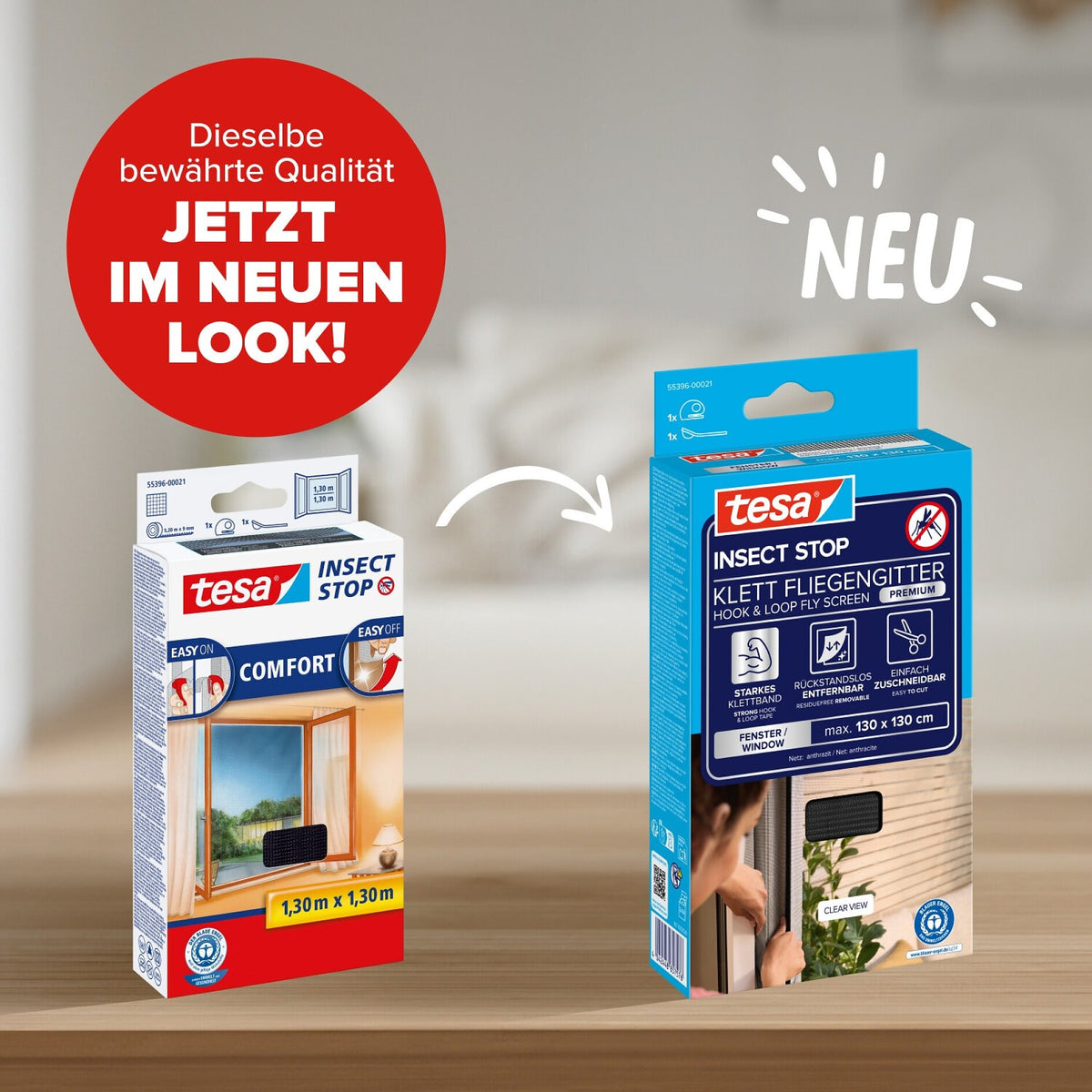 tesa INSECT STOP Premium-fluegitter med velcro til vinduer, antracit – Produktegenskaber