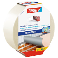 tesa 55735 monteringsbånd, kan fjernes uden at efterlade rester, 25 m x 50 mm, hvid-gennemsigtig