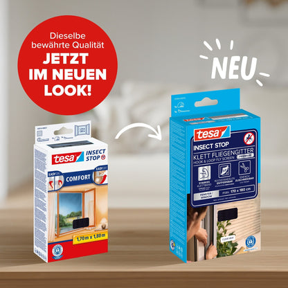 tesa INSECT STOP Premium-fluegitter med velcro til vinduer, antracit – Produktegenskaber