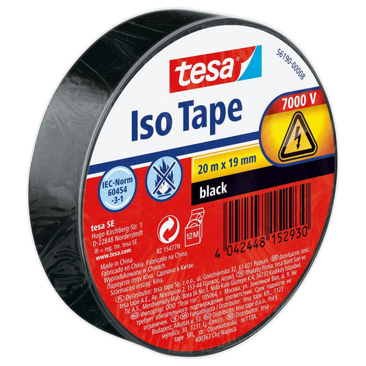 tesa isoleringsbånd SPVC, sort, 20 m x 19 mm