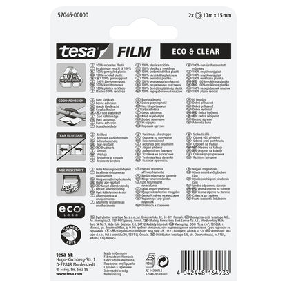 tesafilm eco & clear, transparent, 10 m x 15 mm