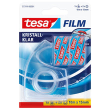 tesafilm håndrulle + 2 ruller krystalklare, gennemsigtige