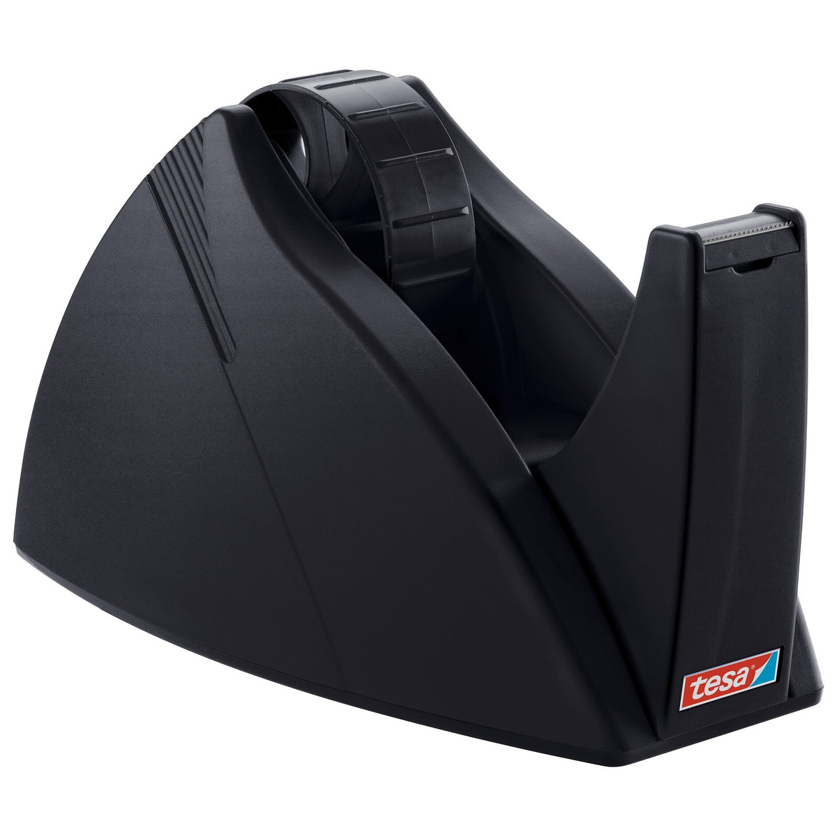 tesa 57422 Easy Cut Tischabroller, leer, für Rollen bis 66m x 25mm, schwart