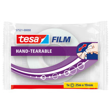Tesafilm, kan rives af med hånden, gennemsigtig, 25 m x 19 mm