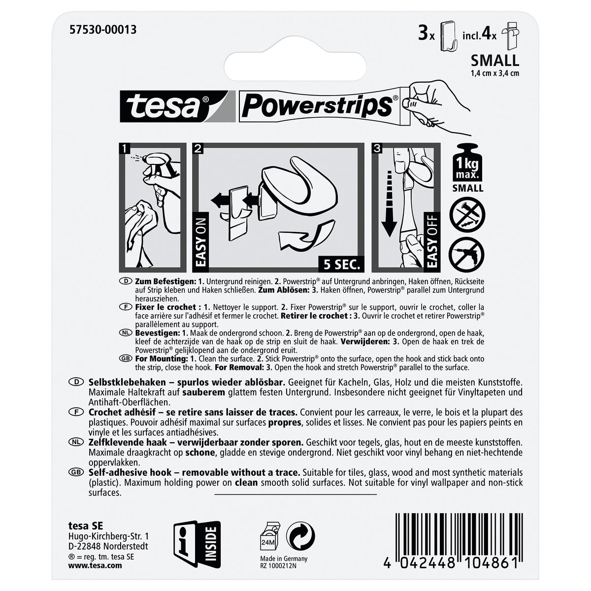tesa Powerstrips Haken Small Classic weiß