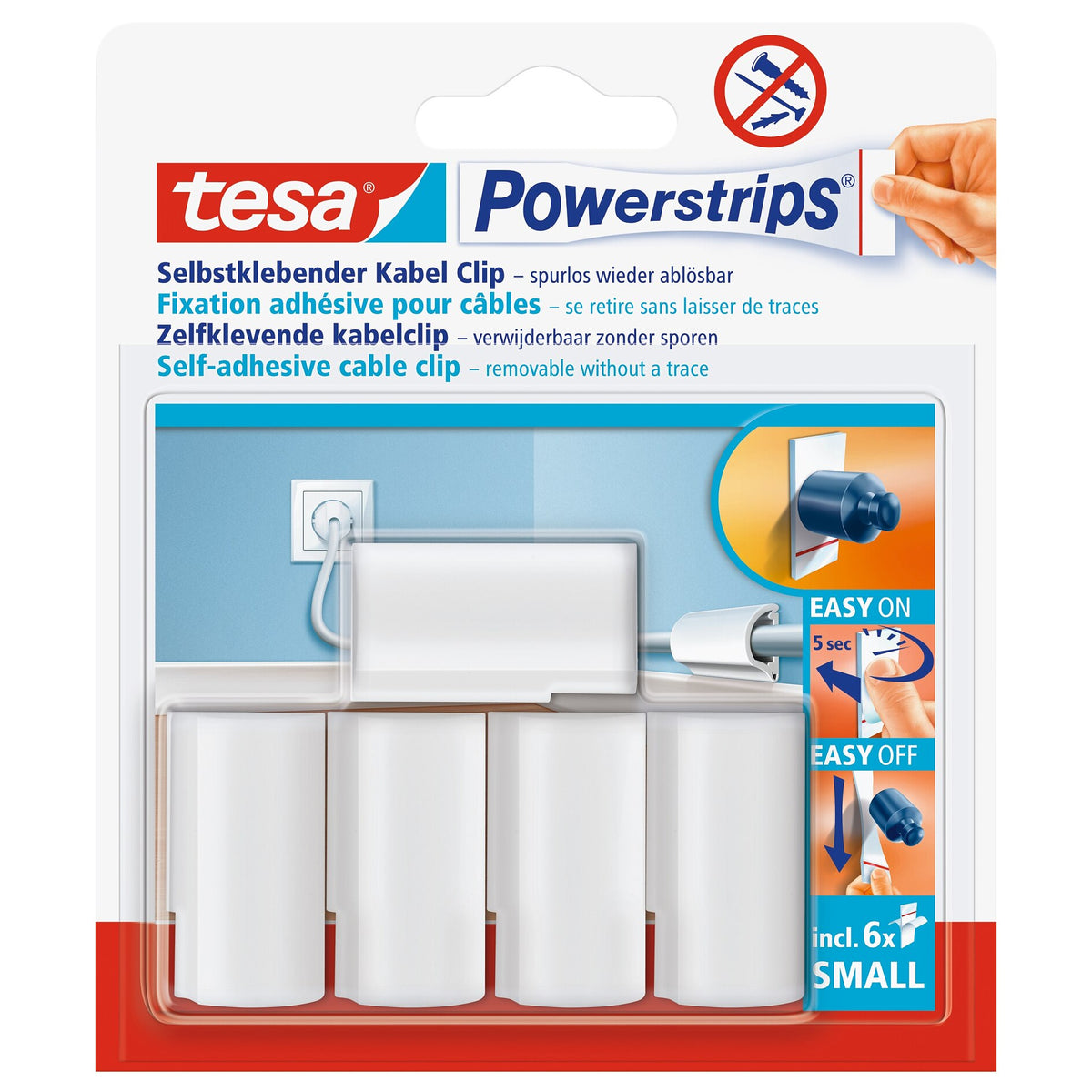 tesa Powerstrips Kabel-Clip, weiß