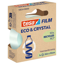 tesafilm Eco & Crystal, gennemsigtig, i hængende foldeæske, 33 m x 19 mm