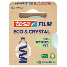 tesafilm Eco & Crystal, gennemsigtig, i hængende foldeæske, 33 m x 19 mm