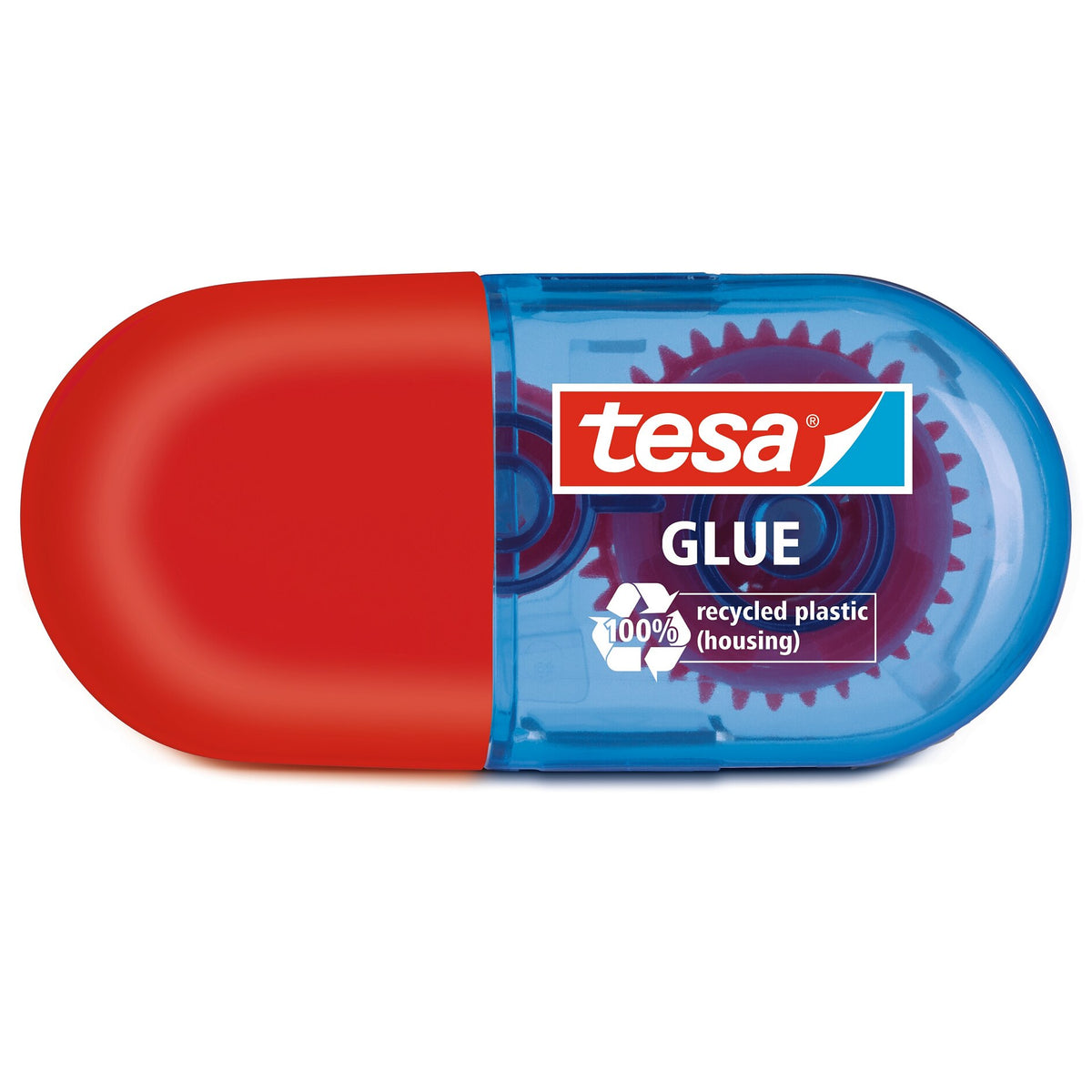 tesa GLUE ROLLER Permanent Mini, 6 m x 5 mm, transparent, mit Etikett