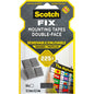 Emballage til Scotch-FIX™ Aftagelige Monteringsfirkanter 108-ST64-P (12,7 mm x 12,7 mm, 64 stk.) fra 3M Deutschland GmbH: Viser fire klæbepuder uden rester (op til 225 g) med anvendelse på en bogstavtavle og 3M-logoet nederst til højre.