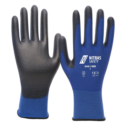NITRAS SKIN, nylonhandsker, blå/sort