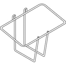 En enkel sort stregtegning viser Diversey dunkholderen i rustfrit stål til 1 x 10 liters dunk med to øvre kroge til ophængning og to trådfødder til at bære en enkelt 10-liters beholder.