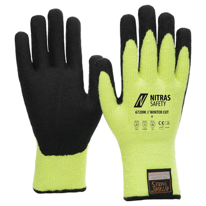 NITRAS TAEKI WINTER CUT, skærebeskyttelseshandsker, neongul/sort
