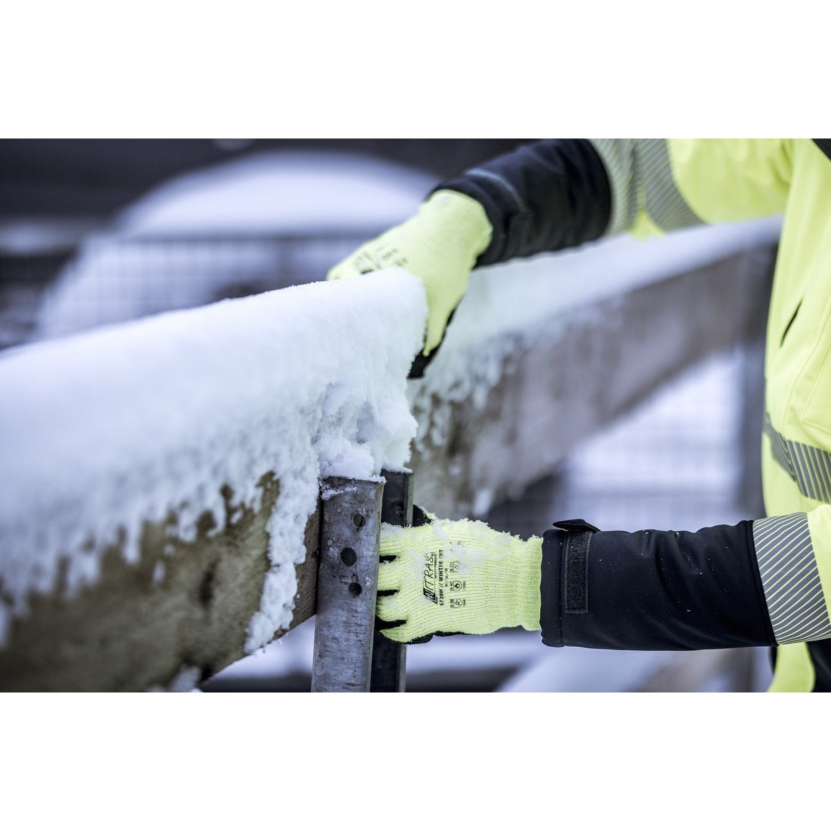 NITRAS TAEKI WINTER CUT, skærebeskyttelseshandsker, neongul/sort