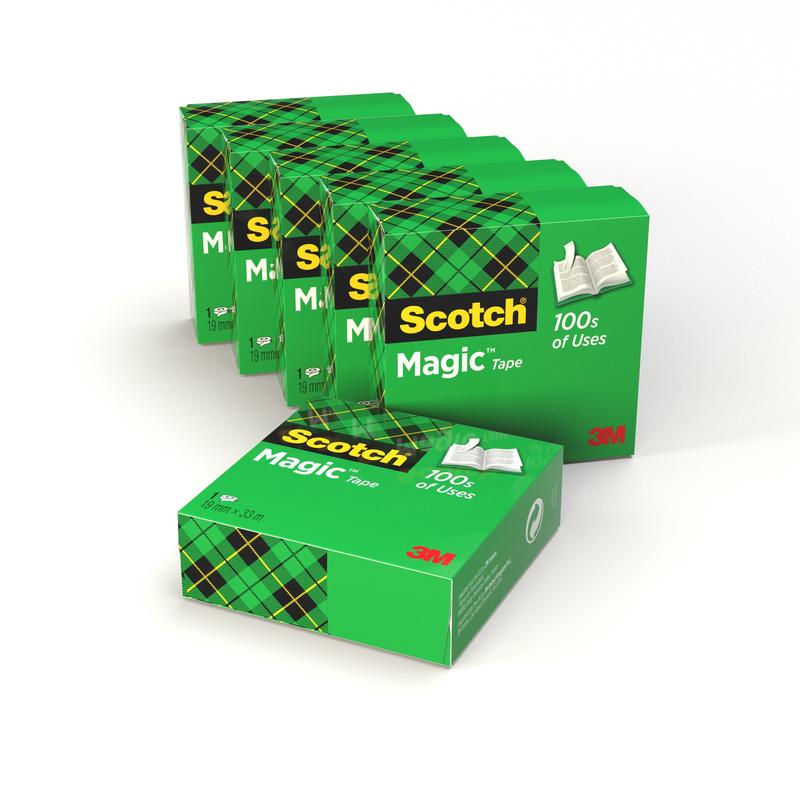 Scotch® Magic™ usynlig tape, 6 ruller, 19 mm x 33 m | Pakke (6 ruller)