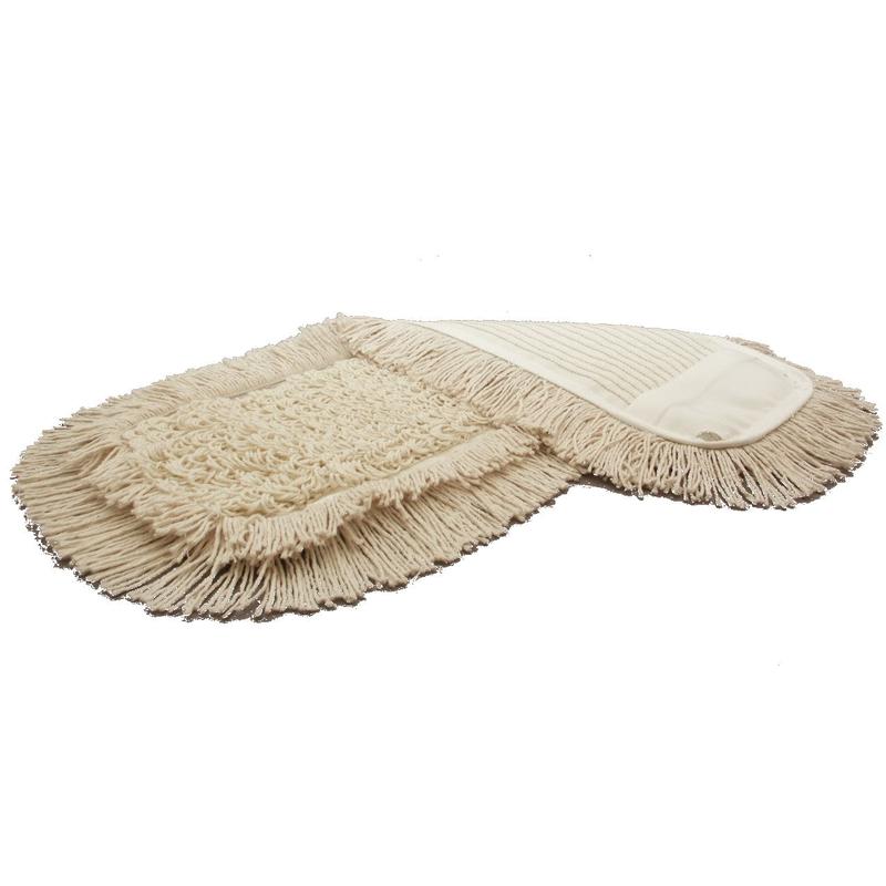 Den TASKI Multi Mop Special (5 stk.) fra Diversey Deutschland GmbH & Co. OHG er en beige, rektangulær rengøringsmoppe med frynsekant - ideel til professionel gulvrengøring.