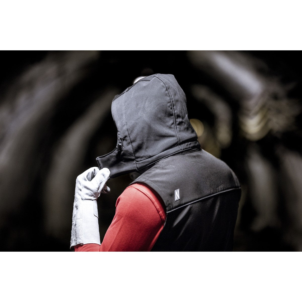 NITRAS aftagelig hætte, sort, OEKO-TEX polyester: 94%; Elastan: 6% | Pakke (1 stk.)