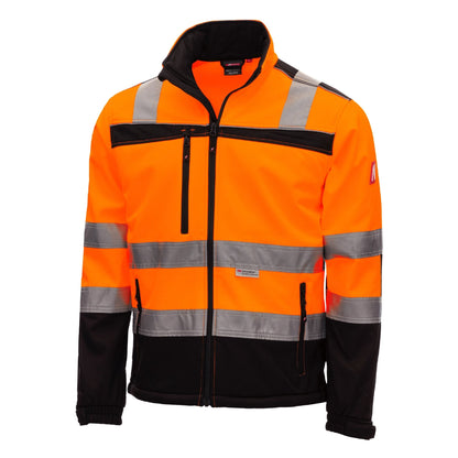NITRAS MOTION TEX VIZ, synlig softshell-jakke, neon orange/sort