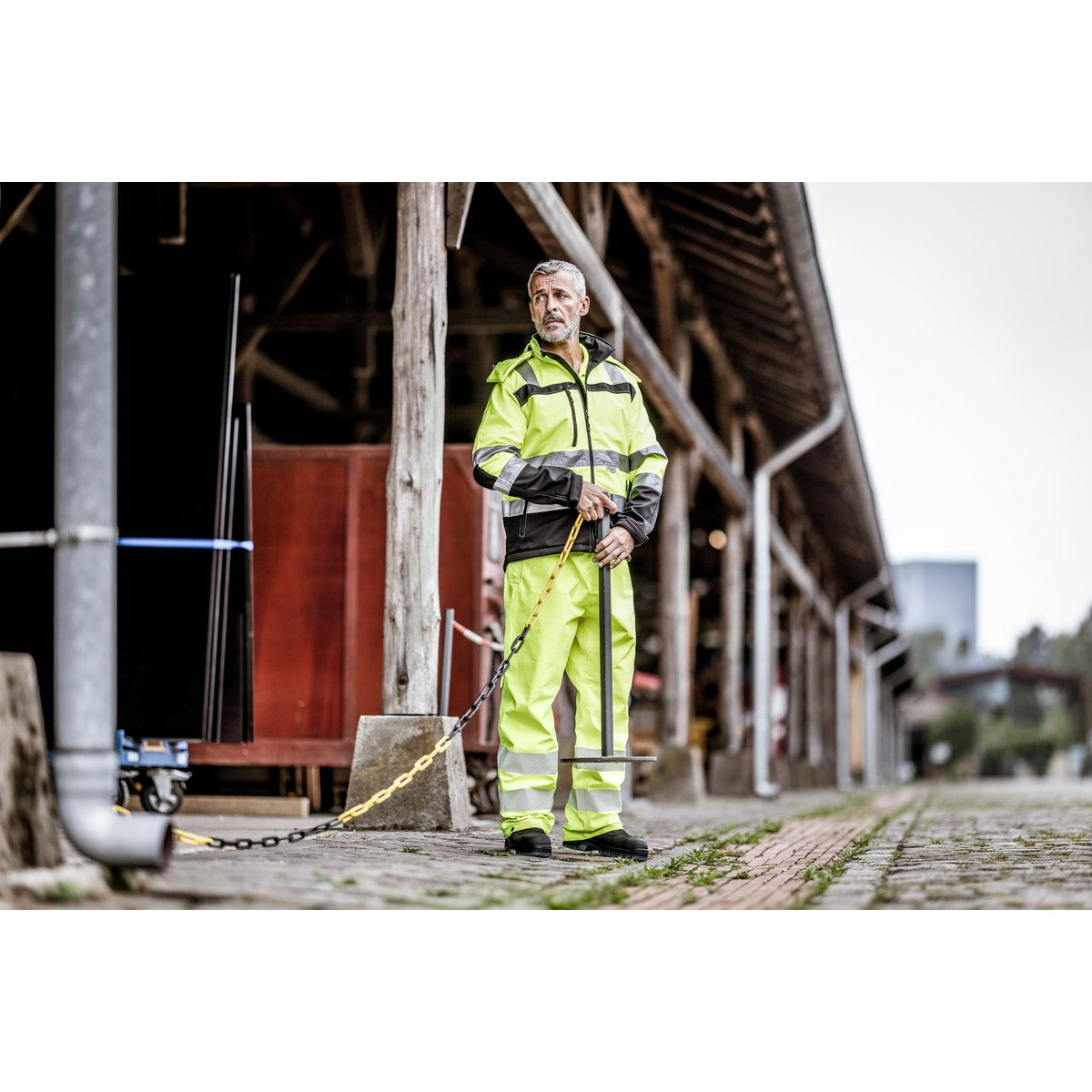 NITRAS MOTION TEX VIZ, synlig softshell-jakke, neongul/sort