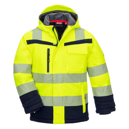 NITRAS MOTION TEX VIZ PLUS KIDS, vinterjakke med høj synlighed, neongul/marineblå