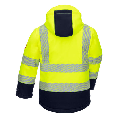 NITRAS MOTION TEX VIZ PLUS KIDS, vinterjakke med høj synlighed, neongul/marineblå