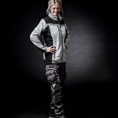 NITRAS MOTION TEX PLUS, strikket softshell-jakke, lysegrå/sort