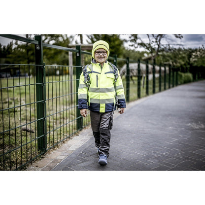 NITRAS MOTION TEX VIZ PLUS KIDS, vinterjakke med høj synlighed, neongul/marineblå