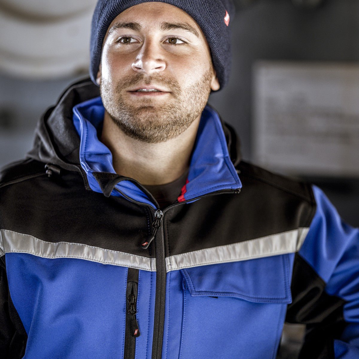 NITRAS MOTION TEX PLUS, softshell jakke, kongeblå/sort