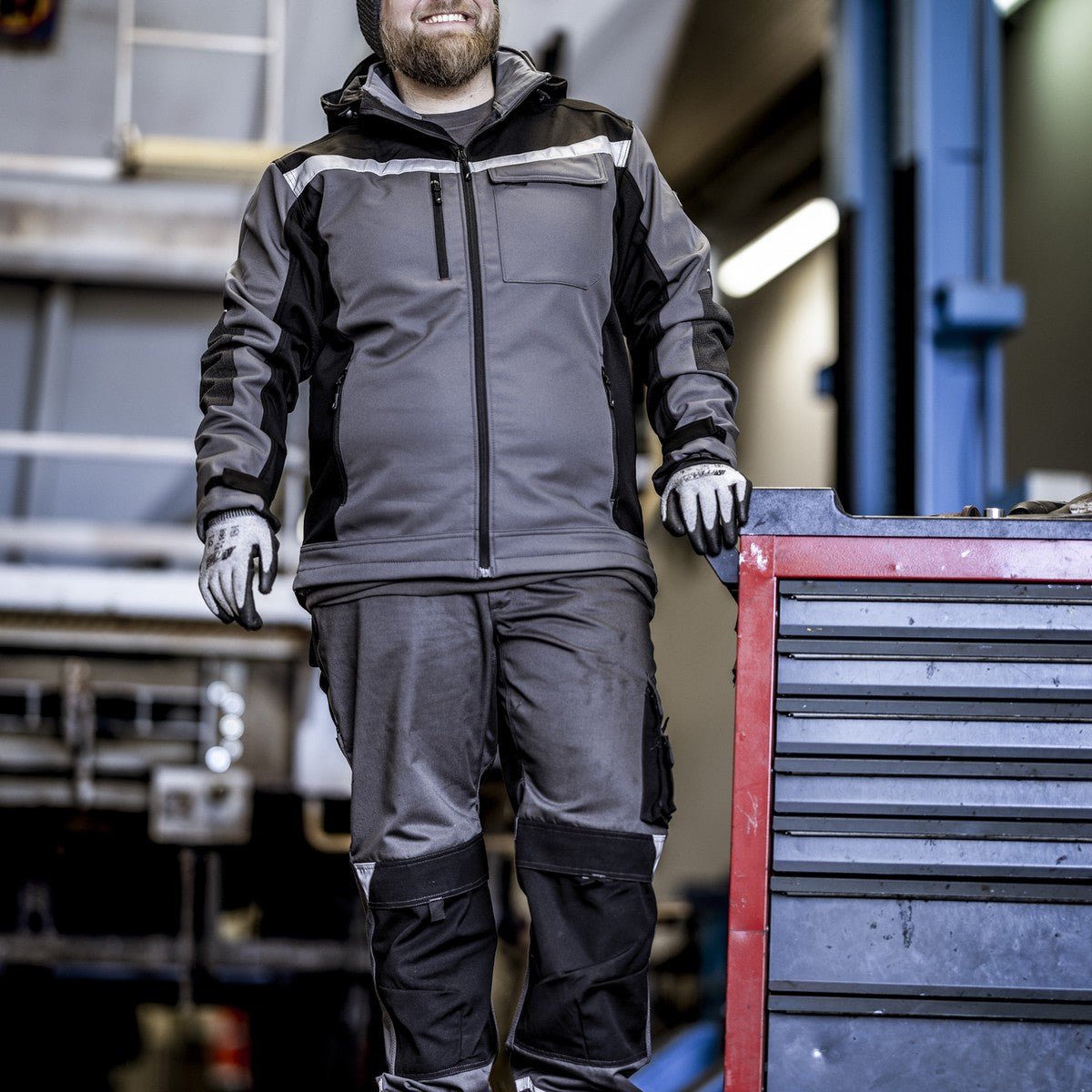 NITRAS MOTION TEX PLUS, arbejdsbukser, lange, grå / sorte