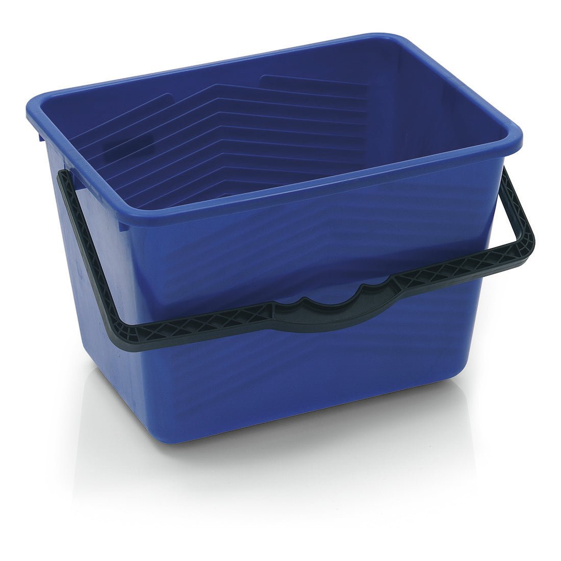 Den Nölle Profi Brush malerspand 14 liter fra Nölle Profi Brush Børste- & Penselteknik e.K. er en rektangulær, blå spand med sort håndtag og sidekanter - ideel til malerarbejde og renoveringer.