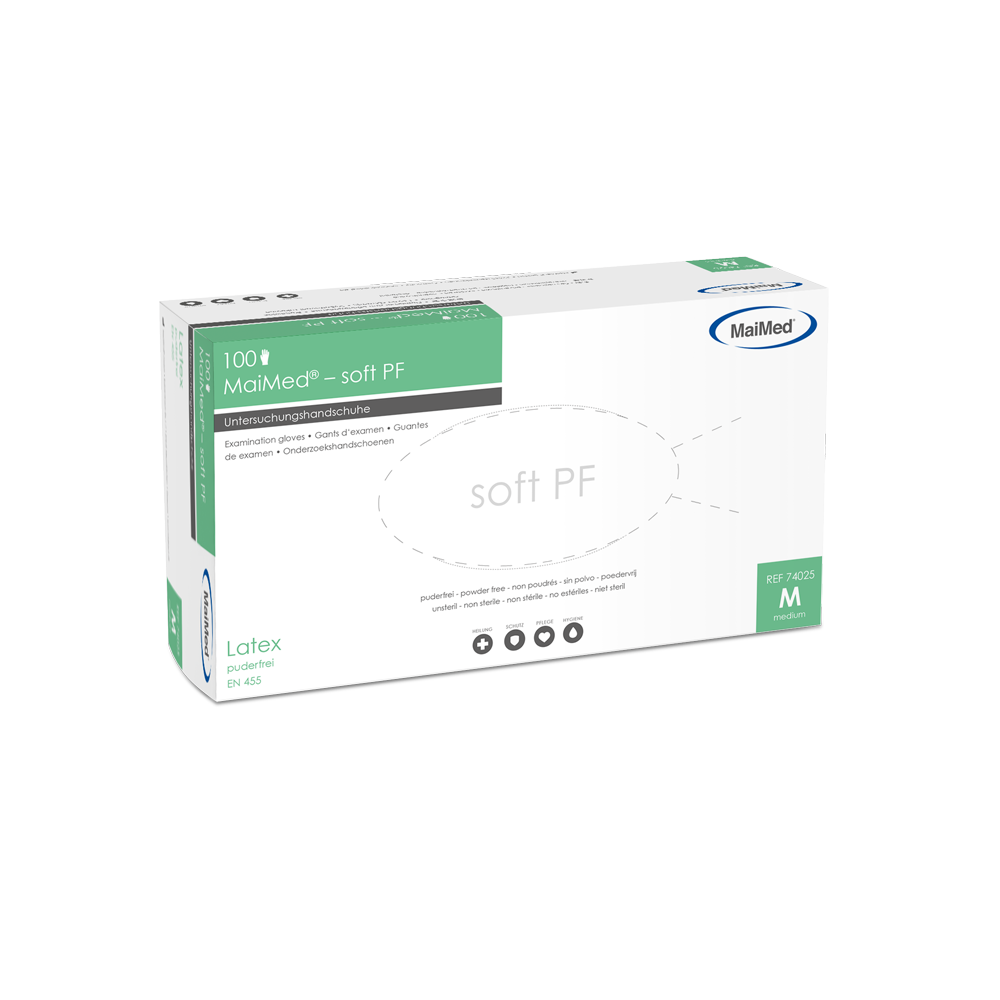 MaiMed-soft PF latex undersøgelseshandsker usterile pudderfri 100 stk/æske