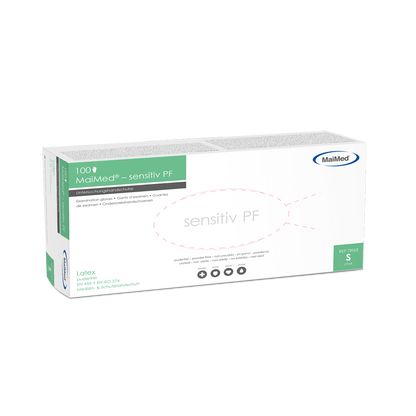 MaiMed-følsomme latex undersøgelseshandsker, ikke-sterile, pudderfri, 100 stk./æske