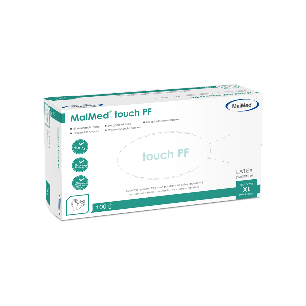 MaiMed touch PF engangs latexhandsker, pudderfri, 100 stk./æske