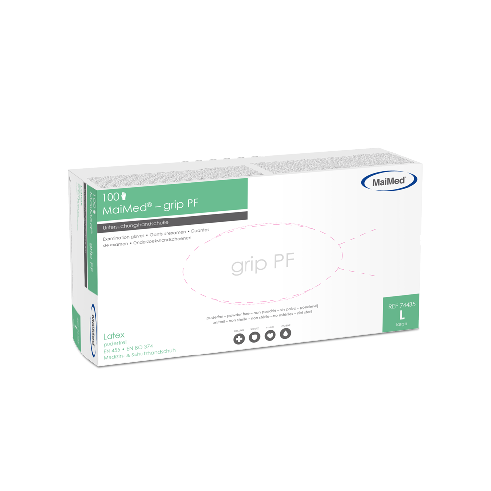 MaiMed-grip PF, ikke-sterile, pudderfri latex undersøgelseshandsker