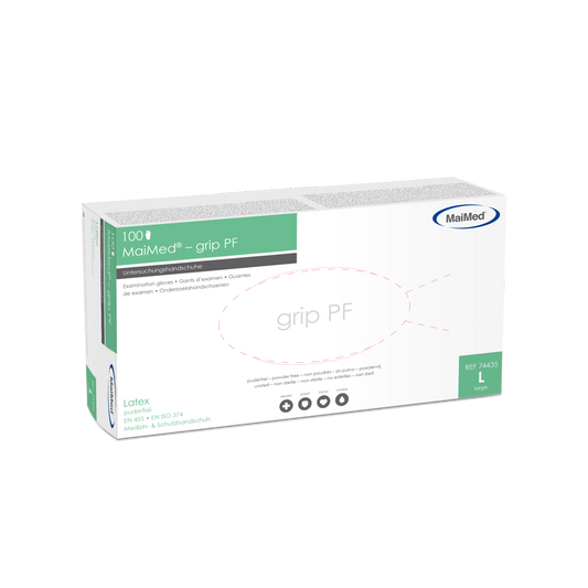 MaiMed-grip PF, ikke-sterile, pudderfri latex undersøgelseshandsker