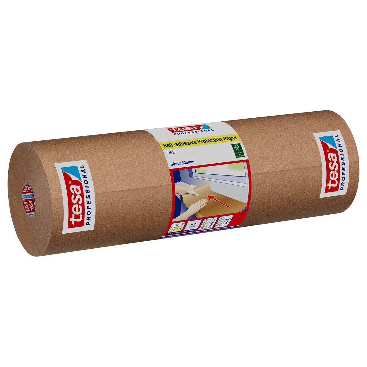 tesa Professional 74922 Selbstklebendes Schutzpapier, chamois 50 m x 300 mm