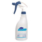 En hvid plast triggersprayflaske (0,5L) med en blå sprøjte fra Diversey Deutschland GmbH & Co. OHG, med teksten "Good Sense Vert" og en illustreret rengøringsvejledning i bunden. Sælges som karton (5 flasker).