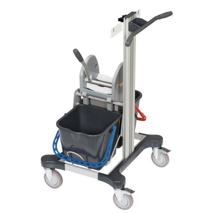 TASKI Micro Trolley Wet fra Diversey Deutschland GmbH & Co. OHG er det mindste system til traditionel vådrengøring - kompakt design med fire hjul, to spande og moppepresser til effektiv rengøring i professionelle miljøer.