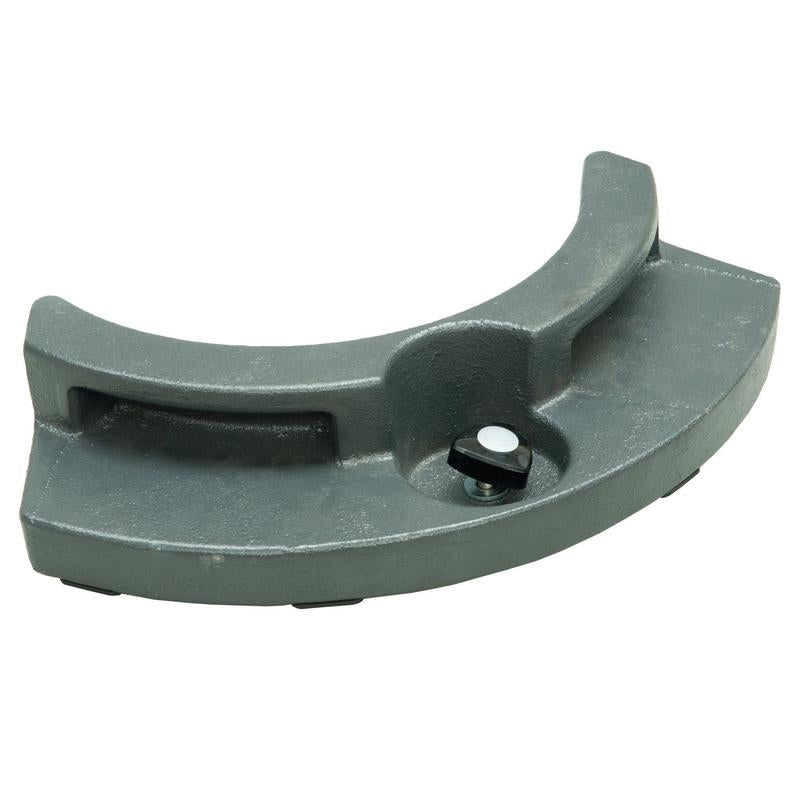 En grå, halvrund 10 kg ekstra vægt fra Diversey Deutschland GmbH & Co. OHG, med forsænket midte og fastgørelsesknap, kompatibel med ergodisc HD-systemer. Afbildet på hvid baggrund. Emballage: 1 stk.