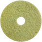 Diversey Twister Pad (gul) fra Diversey Deutschland GmbH & Co. OHG er en rund restaureringspude med hul til stengulve og tilbyder struktureret overflade, ideel til rengøring. Produktbillede på hvid baggrund.