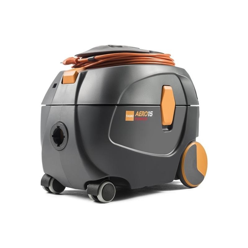 TASKI Aero 15 Power fra Diversey Deutschland er en robust, stille kedelstøvsuger med ekstra kraftig 800W motor og orange accenter - ideel til professionel rengøring. Pakke: 1 stk.